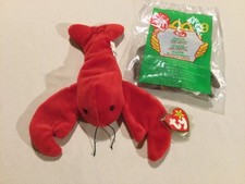 TY Beanie Babies Pinchers The Lobster June 19th 1993 & Teenie #9 Claude the Crab