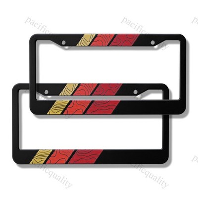 2PCS Retro Stripes TRD Topographic Aluminum License Plate Frame