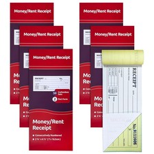 6-Pack Carbonless Receipt Book for Small Business - Money & Rent Receipts, 2-...