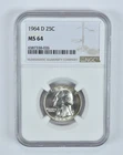 MS64 1964-D Washington Quarter NGC - Golden End of Roll Tone *5000
