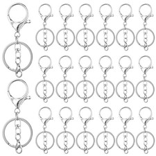 Yolev 20Pcs Lobster Claw Clasps Swivel Hooks Keychain Jewelry DIY Kit Silver