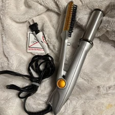 InStyler Wet to 2 Dry 1 1/4” Curling Iron Brush Rotating IS1001 Silver Orange