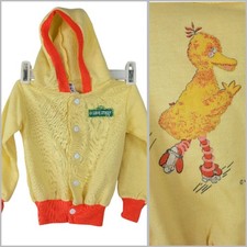 Vintage Sesame Street Big Bird Hoodie Jacket Baby 3-6 6-12 Month 70s 80s Yellow