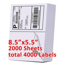4000 Premium 8.5x5.5 Half Sheet Shipping Mailing Label Self Adhesive 2 Per Sheet