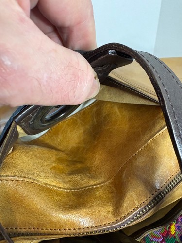 Gianni Charini Vintage Embroidered Large Italian Leather Shoulder Bag Tote VGC, Size L, $68.65 - Photo 12