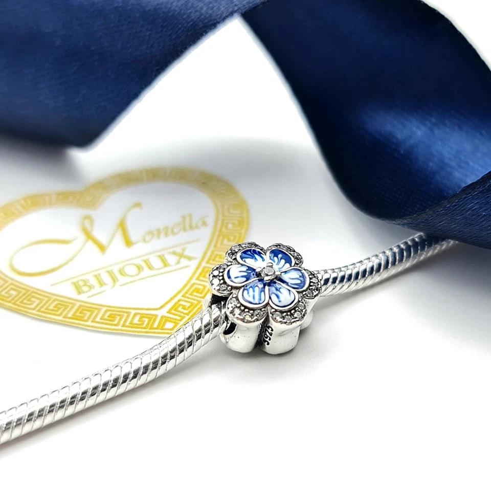 CHARM ARGENTO 925 Fiore Zircone Rosa Portafortuna - Immagine 2 di 4