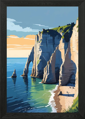 Etretat Cliffs, Normandy Coast, Fra Framed Wall Art Poster Canvas Print Picture