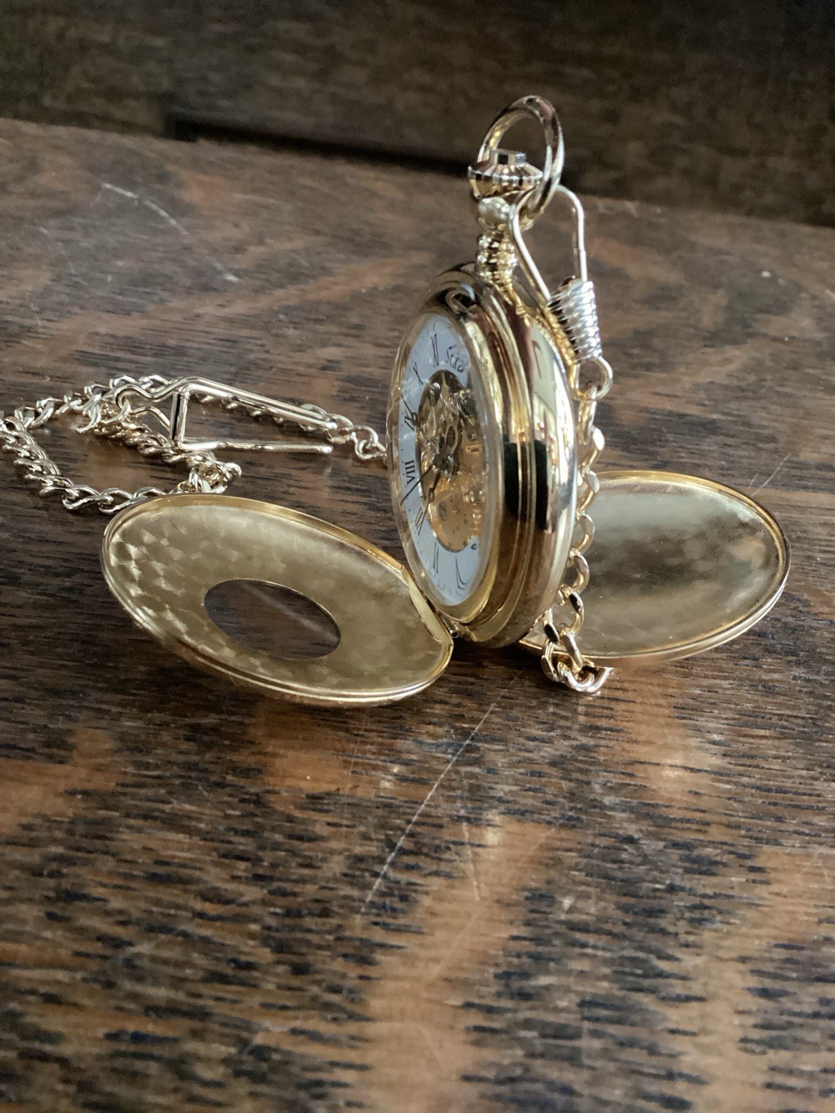 Stauer Mechanical Skeleton Pocket Watch Gold Tone… - image 2