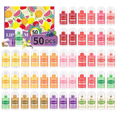 Mini Lip Balm 50 Pack, Natural Lip Balms with Vitamin E and Coconut Oil. Moistur