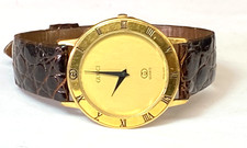 Retro Gucci 3001 M Roman Bezel Gold Dial 33mm Quartz Wristwatch GEP