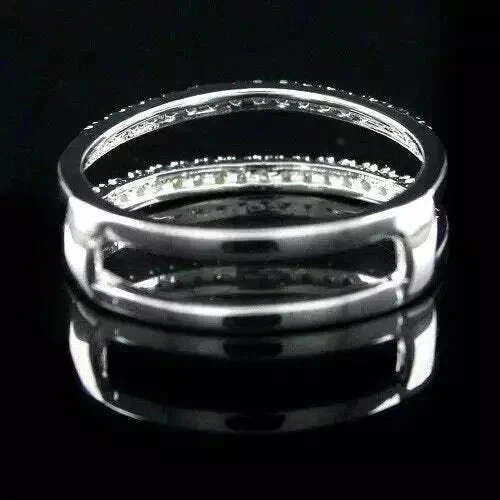 Обручальное кольцо с круглым созданным в лаборатории бриллиантом 1 карат с покрытием из белого золота 14 карат - Изображение 2 из 4