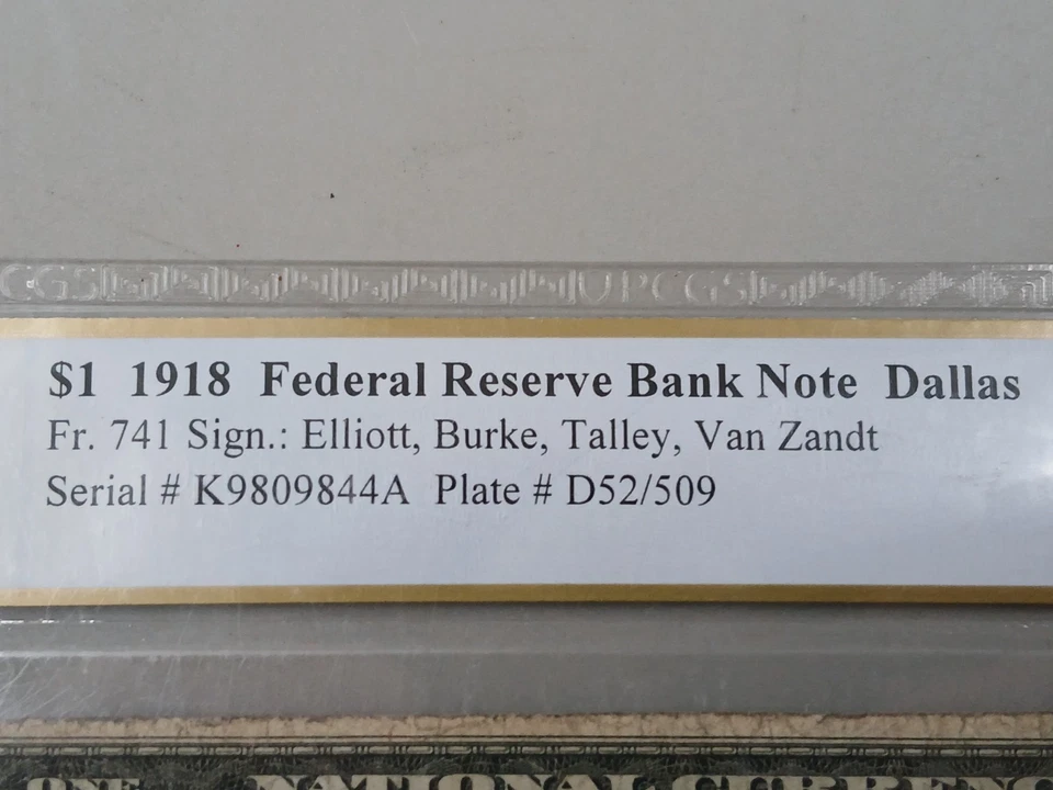 Fr.741 1918 FRBN *Tough* Dallas Green Eagle PCGS Fine 15 One Dollar Bill - Image 2 of 4