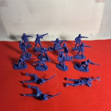 Plastic Infantry Toy Soldiers Army Men Blue Figures Lot Of 15
