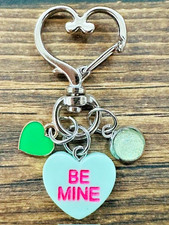 Green Conversation Heart Be Mine Love Swivel Key Chain Backpack Tag Purse Charm