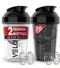 4 PACK Shaker Mixer Bottles for Protein Mixes-  Wire  Whisk | Leak Proof 