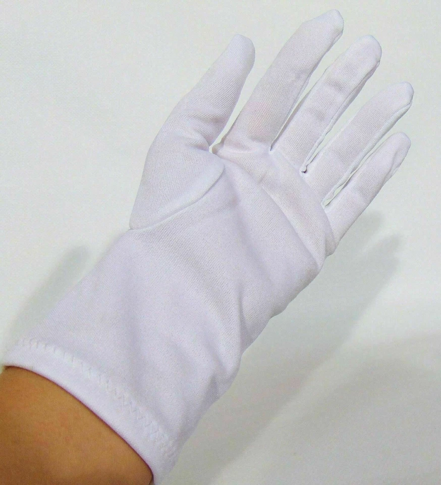 Lot de noël gants griffes de père Noël blanc petit/moyen 10" long nylon - Photo 3/4