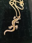 Gold Crystal Lizard Necklace
