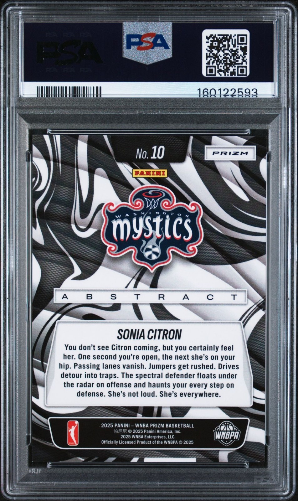 2025 WNBA Panini Prizm SONIA CITRON ABSTRACT SSP ROOKIE CARD Mystics PSA 10 view 2