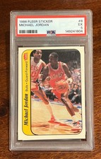 1986 Michael Jordan Fleer Sticker #8 Card PSA EX 5 Rookie RC. rookie card picture