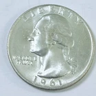 1961 D Washington Quarter 90% Silver AU ALMOST UNCIRCULATED DETAILS #8071