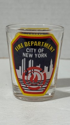 90s Vintage FDNY City of New York Fire Department Glass Shot Glass Twin Towers