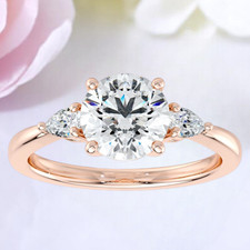 Fede Nuziale Oro Rosa 18K Diamanti Certificata IGI Creata in Laboratorio 2,35 Ct Taglio Tondo