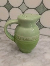 Le Creuset Premium Stoneware Poterie Jug Salt Shaker~Fennel Green Glazed Pitcher