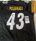 Troy Polamalu Autographed Pittsburgh Custom Black Football Jersey JSA