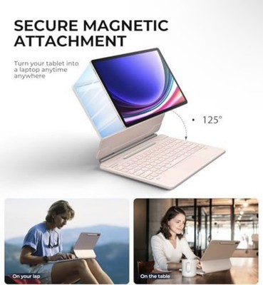 Dexnor Keyboard Case for Galaxy Tab S10+/S9+/S9 FE+/S8+/S7+/S7 FE   Pink