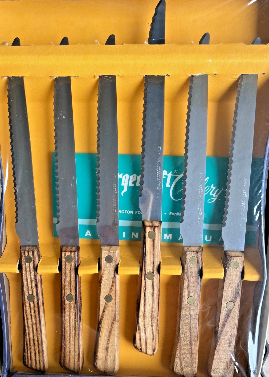 MID Century Forge 6 Piece Serrated Steak Knife Set New Forgecraft