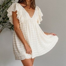 Storia Plunge V-Neck Bubble Mini Dress Women's Small Anthropologie Romantic NWT