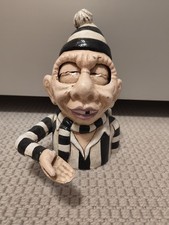 Mechanische Spardose Gusseisen Jailbird Figur Auge