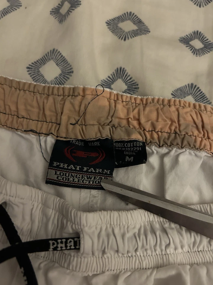 Pantalones de salón holgados vintage para mujer Y2K Phat Farm talla mediana pierna ancha blancos años 90 Foto 4 de 4