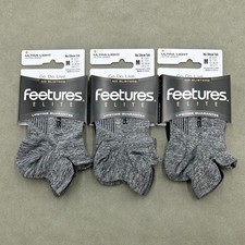 Feetures 3 Pack Men's Elite Ultra Light No Show Tab Socks Athletic Grey Size M