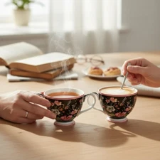 Potter's Studio Coffee Mug Colorful Abstract Design With Floral - 2  14oz