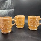 Set of 3 Vintage Anchor Hocking Fire King Peach Luster Kimberly Mugs