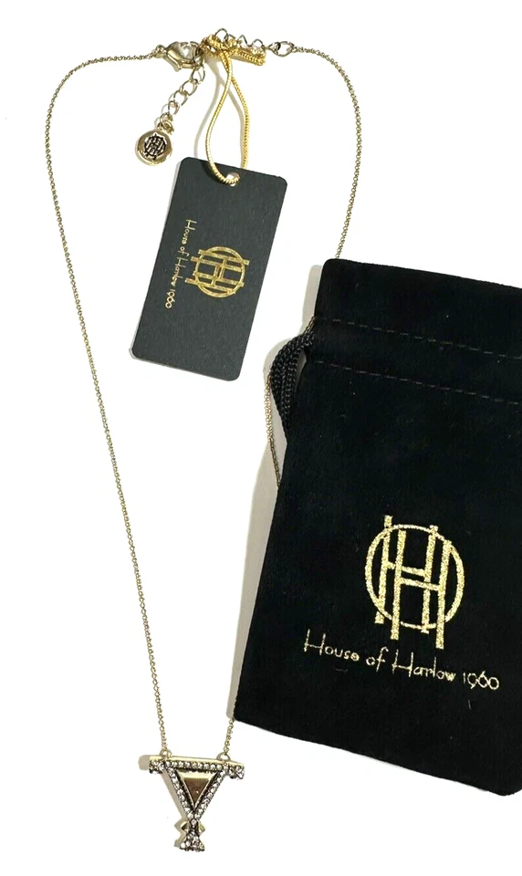 HOUSE OF HARLOW 1960 三角吊坠金色项链新品 — 第 3/4 张图片