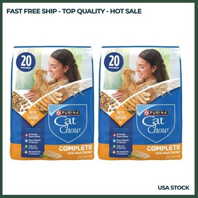 2 PACK Purina Cat Chow Complete High Protein Dry Cat Food with Chicken 20Lb