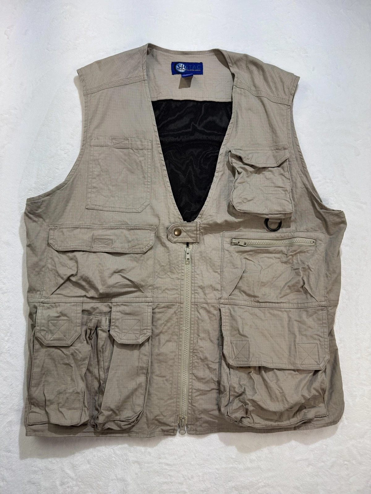 SIGTAC Vest Mens Large Beige Tactical Utility Multi Pocket Outdoor Travel