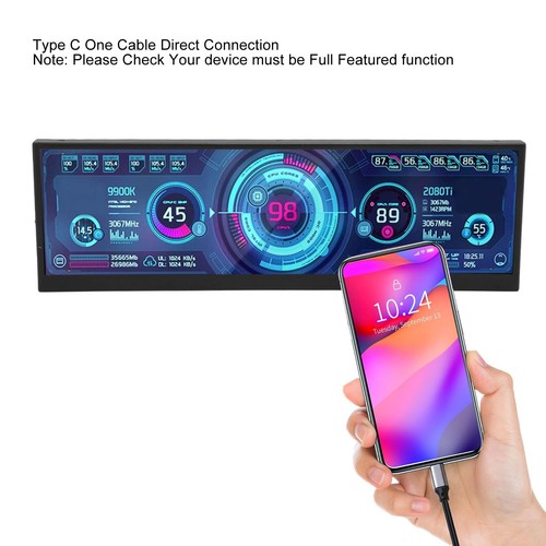 12.6in Secondary Screen FHD IPS Second Screen Stretched Bar LCD Display 1920 NEW - Afbeelding 11 van 12