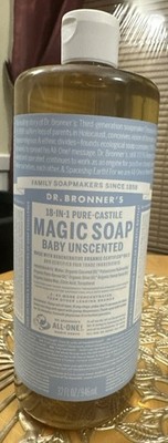 Dr. Bronner's 18-in-1 Hemp Baby Unscented 32 Oz Organic Pure Castile Liquid Soap