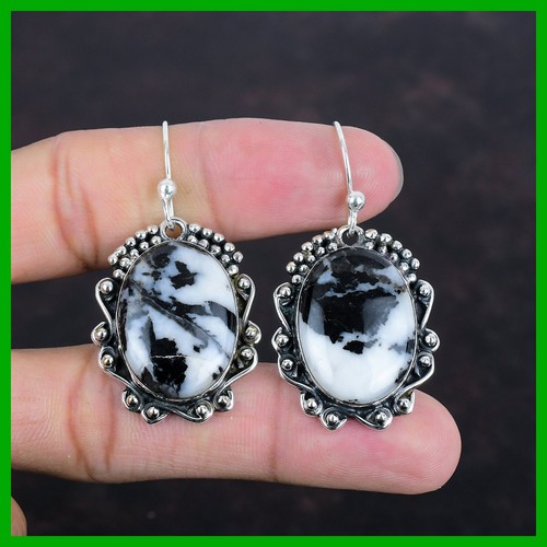 White Buffalo Turquoise Gemstone Dangling Earrings Jewelry 925 Sterling Silver - Picture 3 of 7
