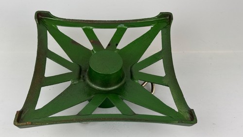 Antique Art Deco Christmas Tree Stand Cast Iron Green Gold Germany 8 X 8 - Picture 3 of 3