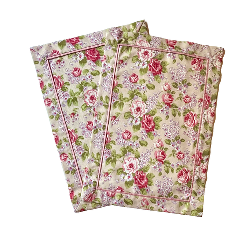 7 LAURA ASHLEY Blumen Tischsets gelb mit rosa Rosen Garten Chic Landhaus Kern - Bild 4 von 12