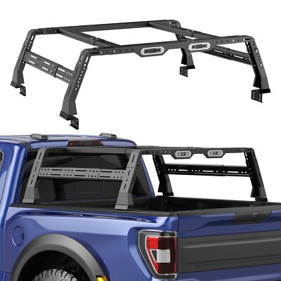 Universal Pick-up Truck Overland Trunk High Bed Rack Cargo Luggage Carrier w/LED