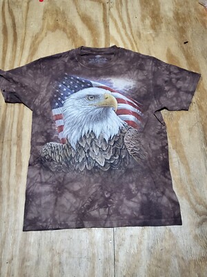 American Eagle Flag T- Shirt Unisex The Mountain Tie-Dye Adult Medium @G6