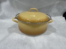 Vintage MID CENTURY MONETA Italy Yellow Enamel Cook Ware Sauce Pot