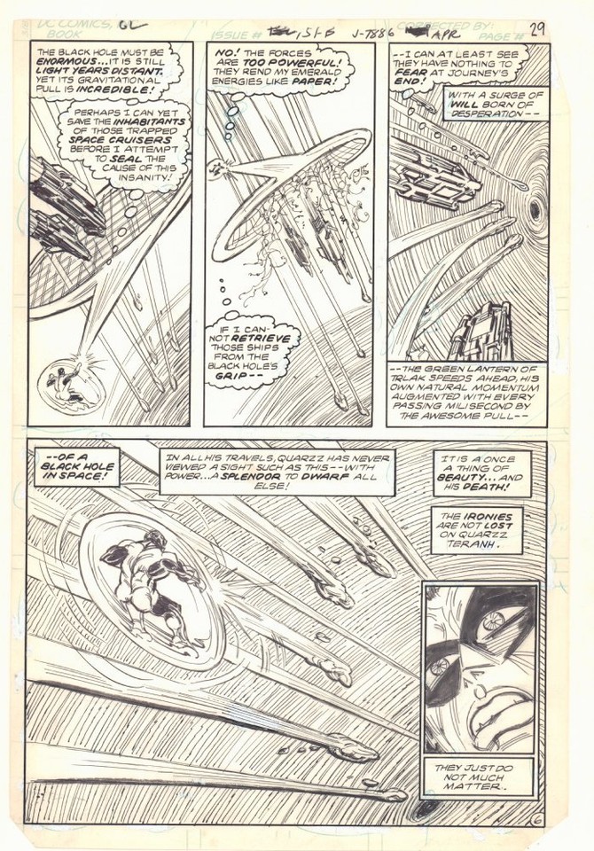 Green Lantern #151 p.6 Quarzz Teranh tries to save Cruisers by Carmine Infantino Comic Art