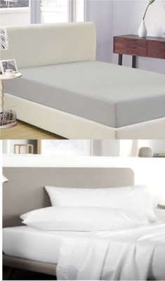 SATIN 100 % ÄGYPTISCHE BAUMWOLLE 400TC EXTRA TIEF SPANNBETTLAKEN 16'' BOX | WEISS, SILBER