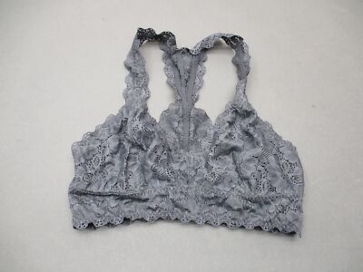 Felina Size M Womens Gray Lace Wireless Unpadded Racerback Bralette 5H